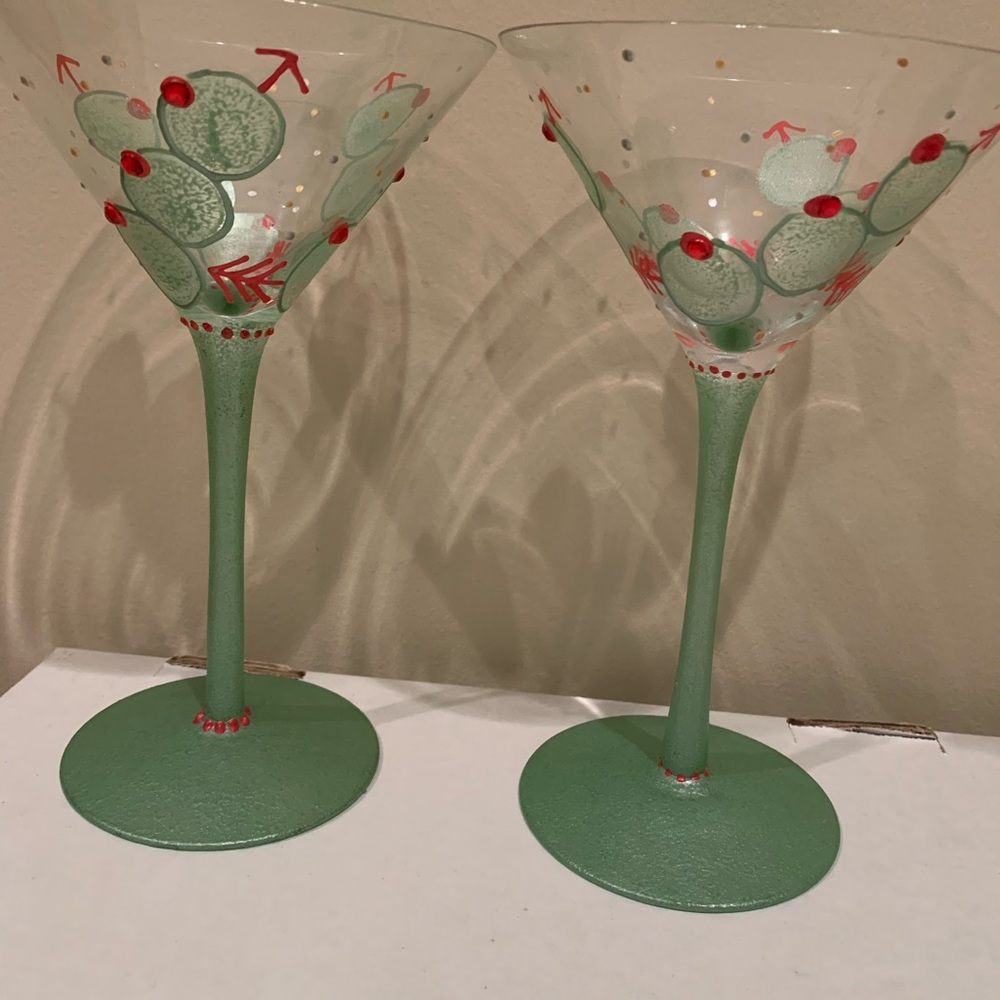 NEVER USED Hand painted martini glasses